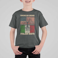 American Grown Italian Roots T Shirt For Kid USA Italy Flag Family Tree Italian - Wonder Print Shop