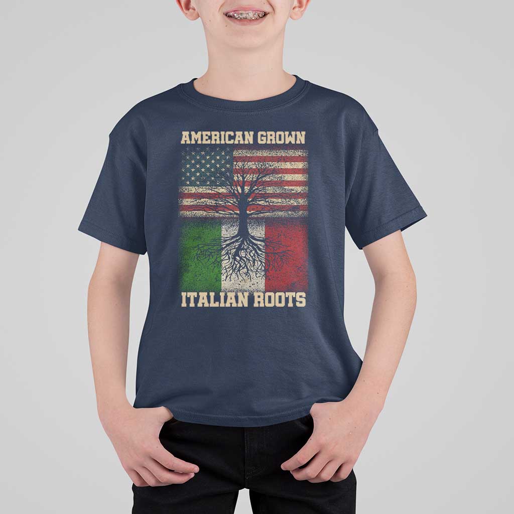 American Grown Italian Roots T Shirt For Kid USA Italy Flag Family Tree Italian - Wonder Print Shop