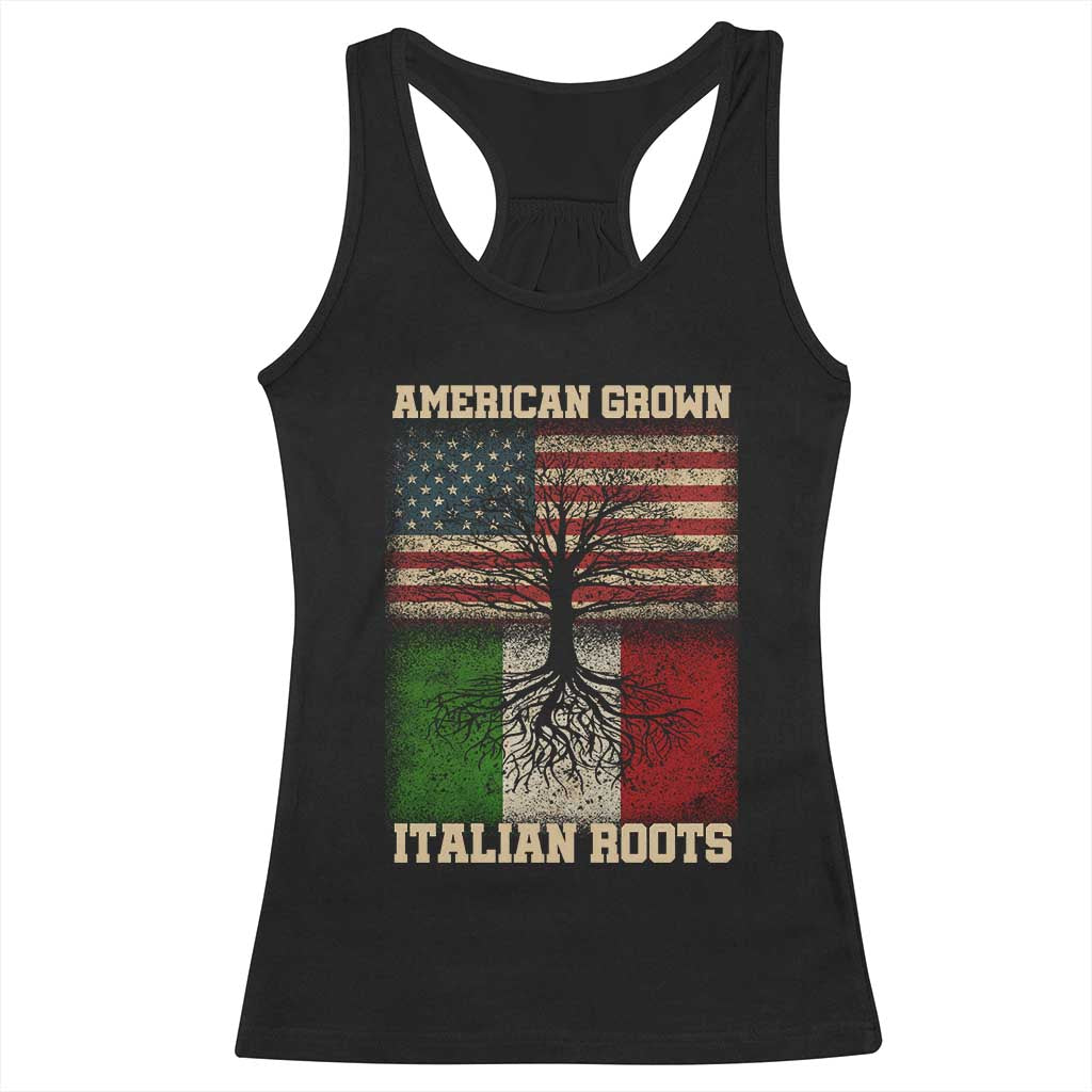 American Grown Italian Roots Racerback Tank Top USA Italy Flag Family Tree Italian - Wonder Print Shop