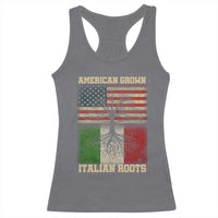 American Grown Italian Roots Racerback Tank Top USA Italy Flag Family Tree Italian - Wonder Print Shop