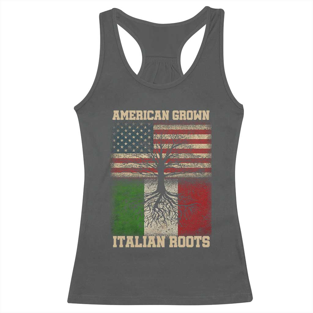 American Grown Italian Roots Racerback Tank Top USA Italy Flag Family Tree Italian - Wonder Print Shop