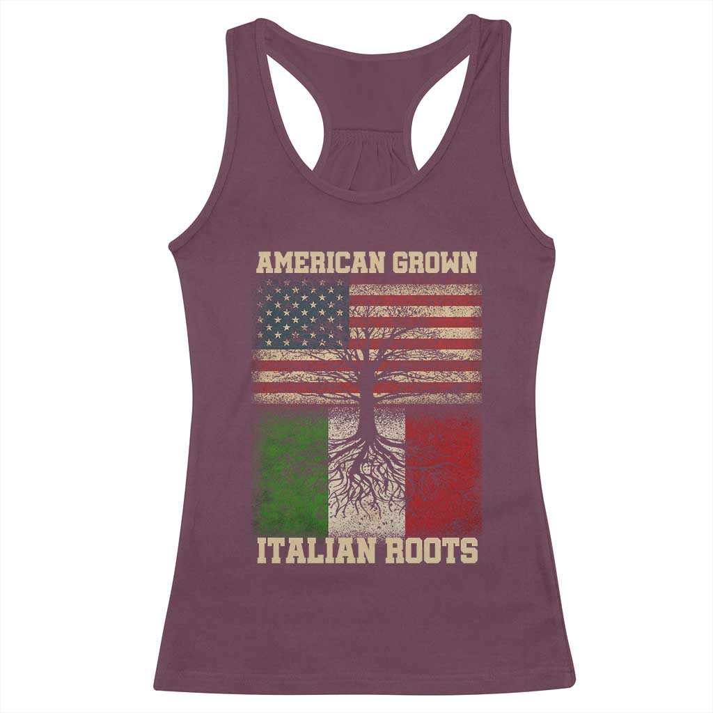 American Grown Italian Roots Racerback Tank Top USA Italy Flag Family Tree Italian - Wonder Print Shop