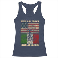 American Grown Italian Roots Racerback Tank Top USA Italy Flag Family Tree Italian - Wonder Print Shop