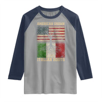 American Grown Italian Roots Raglan Shirt USA Italy Flag Family Tree Italian - Wonder Print Shop