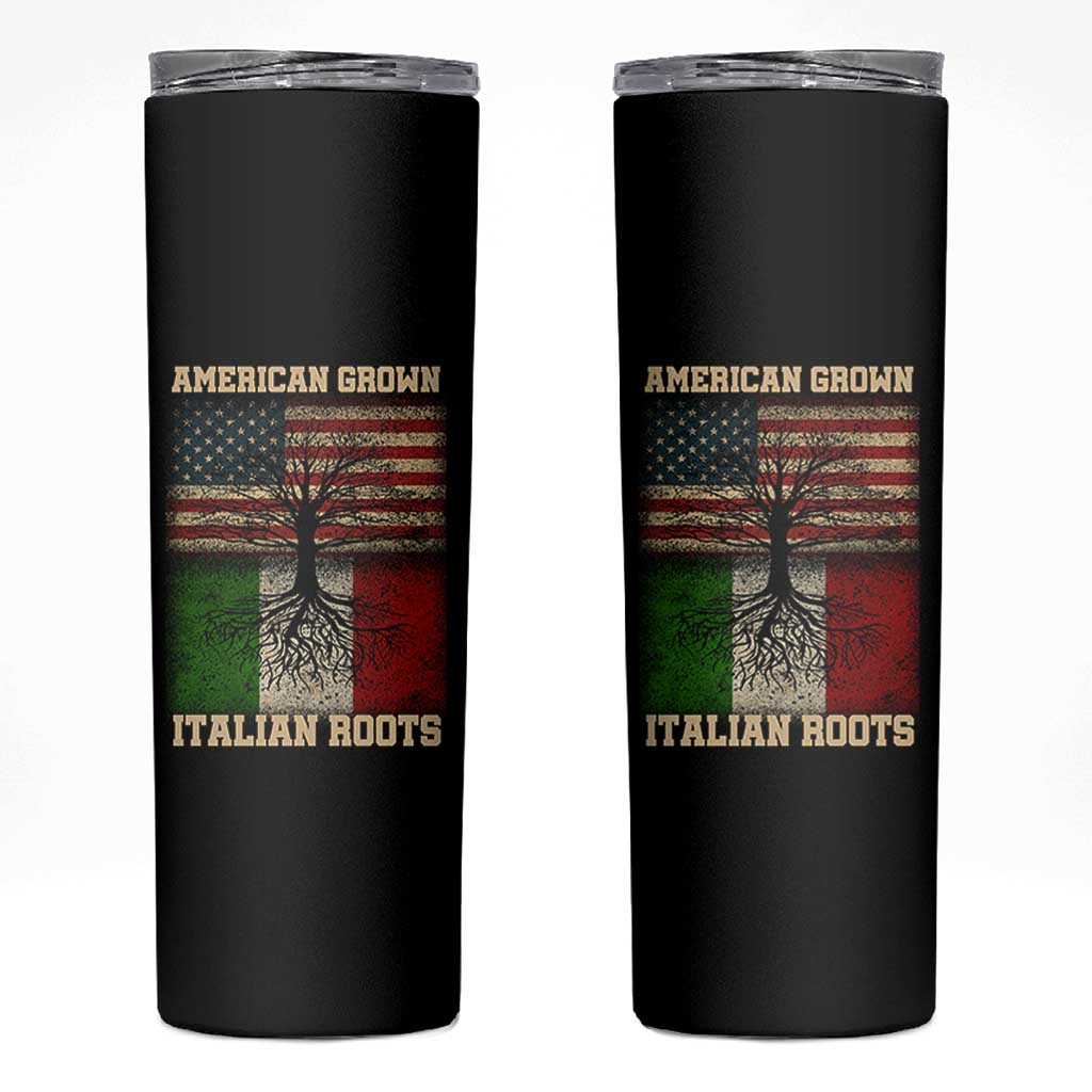 American Grown Italian Roots Skinny Tumbler USA Italy Flag Family Tree Italian - Wonder Print Shop