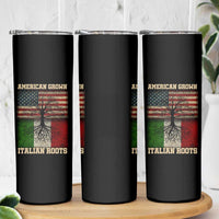 American Grown Italian Roots Skinny Tumbler USA Italy Flag Family Tree Italian - Wonder Print Shop