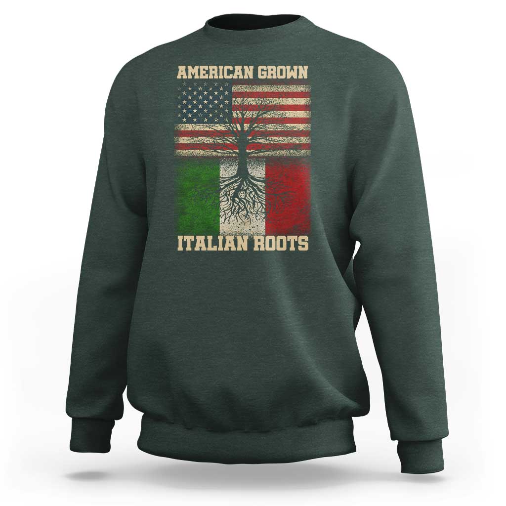 American Grown Italian Roots Sweatshirt USA Italy Flag Family Tree Italian - Wonder Print Shop