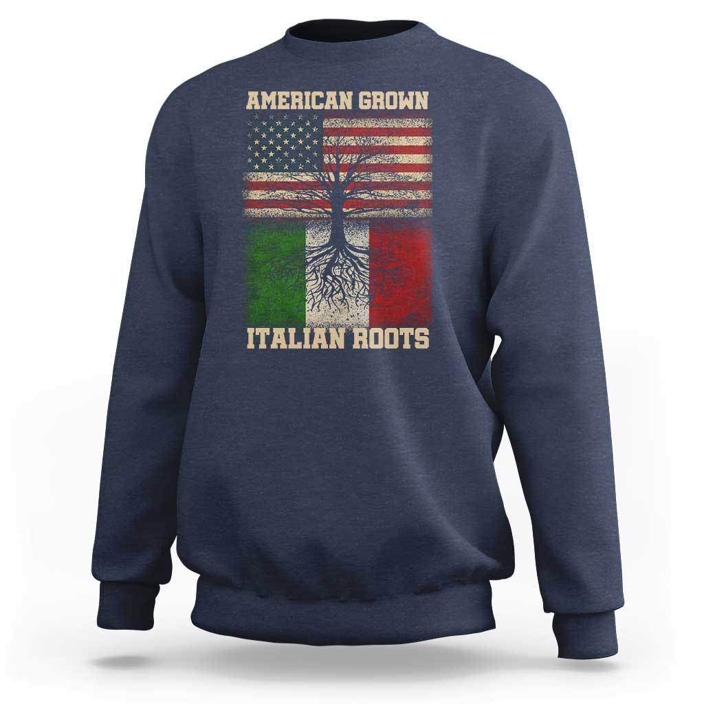 American Grown Italian Roots Sweatshirt USA Italy Flag Family Tree Italian - Wonder Print Shop