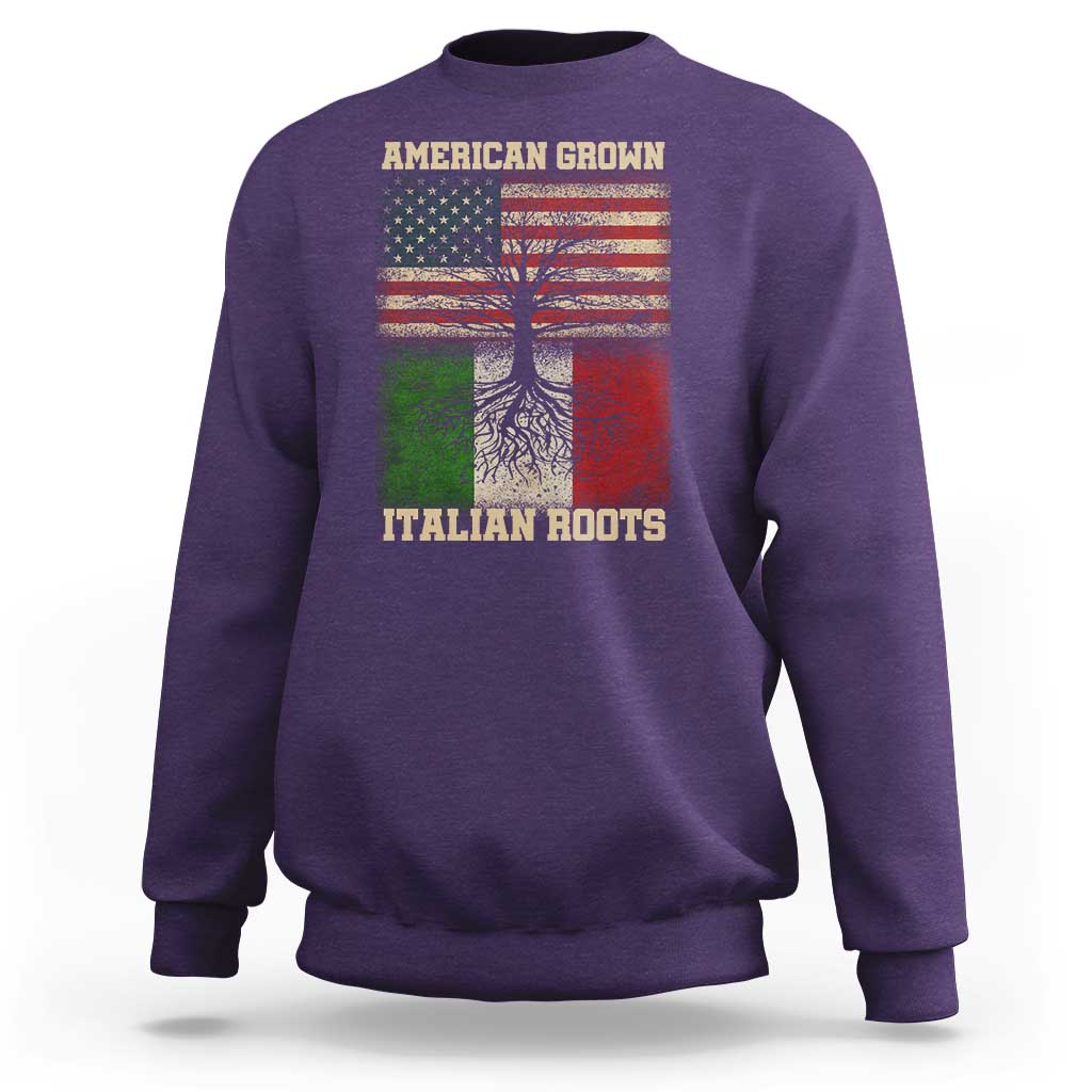 American Grown Italian Roots Sweatshirt USA Italy Flag Family Tree Italian - Wonder Print Shop
