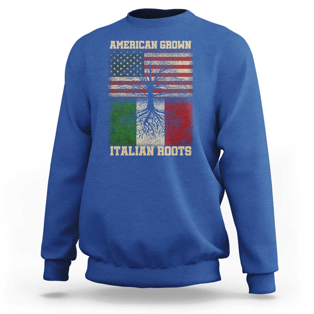 American Grown Italian Roots Sweatshirt USA Italy Flag Family Tree Italian - Wonder Print Shop