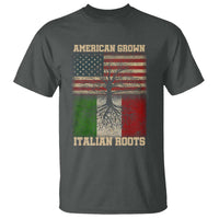 American Grown Italian Roots T Shirt USA Italy Flag Family Tree Italian - Wonder Print Shop
