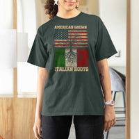 American Grown Italian Roots T Shirt For Women USA Italy Flag Family Tree Italian - Wonder Print Shop