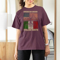 American Grown Italian Roots T Shirt For Women USA Italy Flag Family Tree Italian - Wonder Print Shop