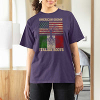 American Grown Italian Roots T Shirt For Women USA Italy Flag Family Tree Italian - Wonder Print Shop