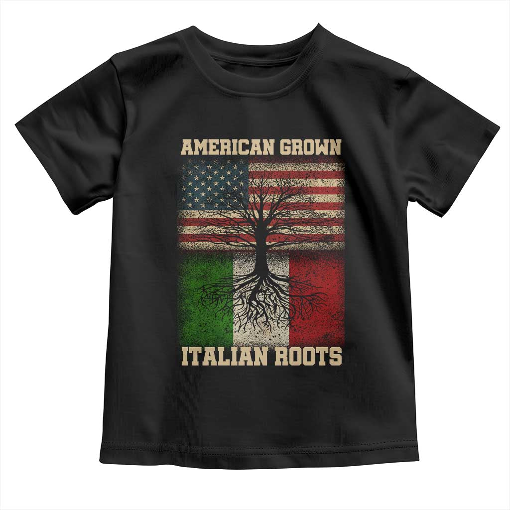 American Grown Italian Roots Toddler T Shirt USA Italy Flag Family Tree Italian - Wonder Print Shop