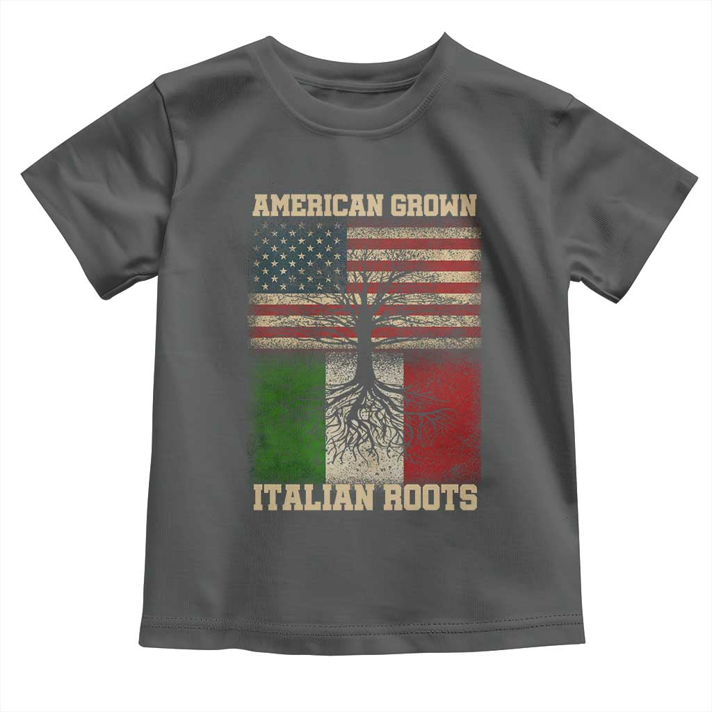 American Grown Italian Roots Toddler T Shirt USA Italy Flag Family Tree Italian - Wonder Print Shop
