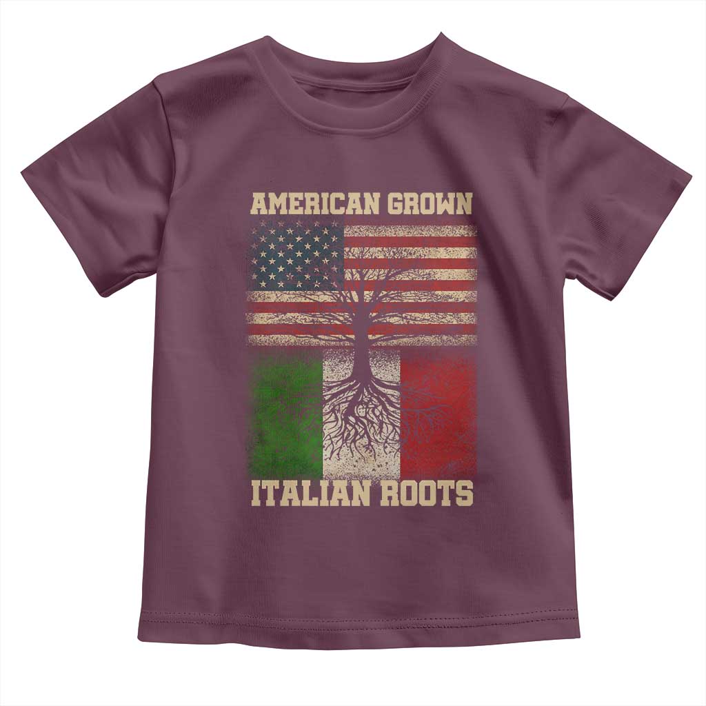 American Grown Italian Roots Toddler T Shirt USA Italy Flag Family Tree Italian - Wonder Print Shop