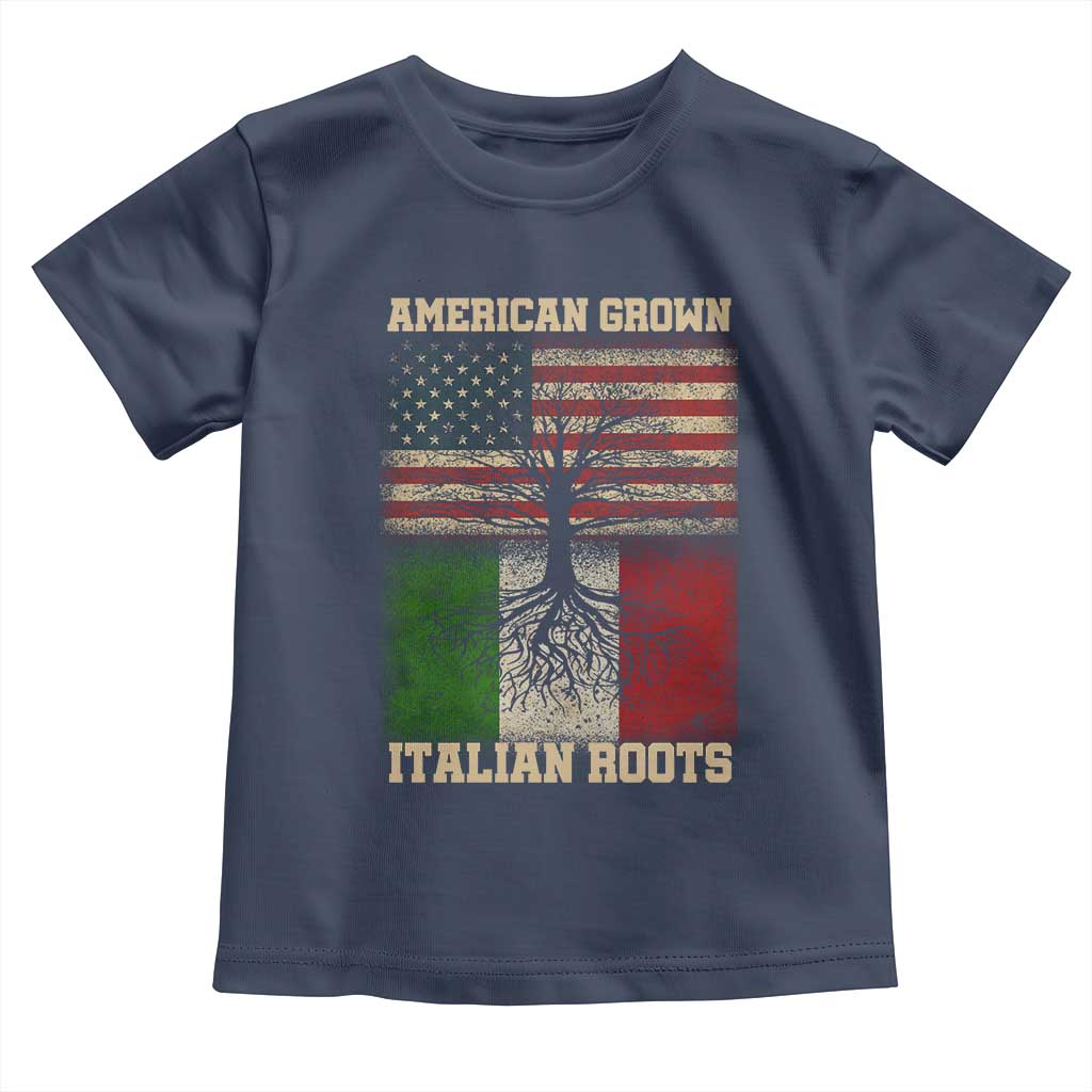 American Grown Italian Roots Toddler T Shirt USA Italy Flag Family Tree Italian - Wonder Print Shop