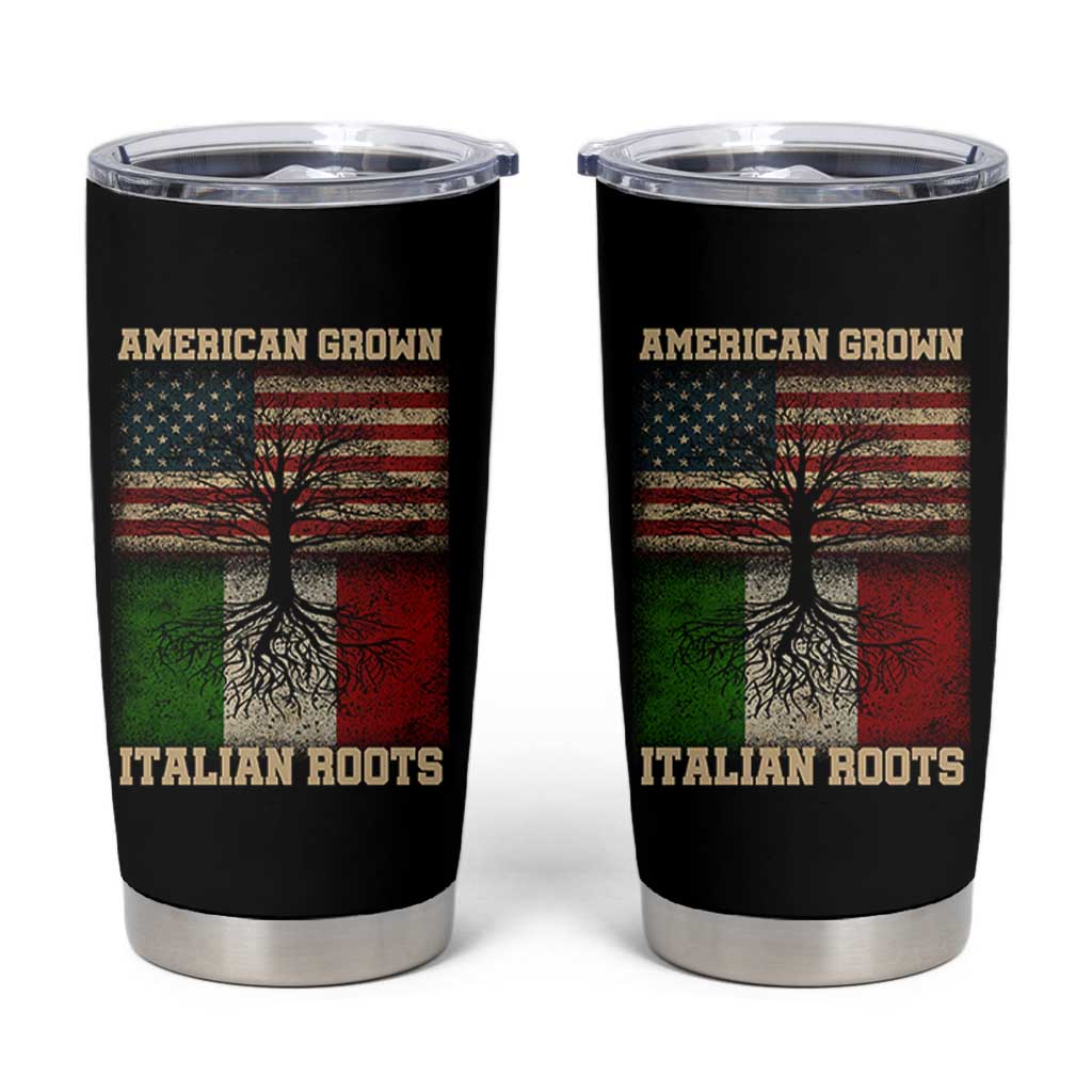 American Grown Italian Roots Tumbler Cup USA Italy Flag Family Tree Italian - Wonder Print Shop