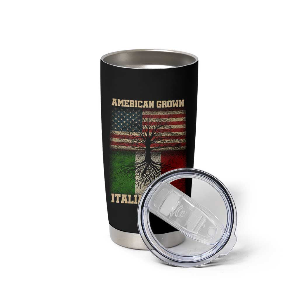 American Grown Italian Roots Tumbler Cup USA Italy Flag Family Tree Italian - Wonder Print Shop