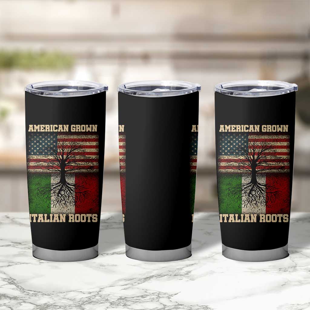 American Grown Italian Roots Tumbler Cup USA Italy Flag Family Tree Italian - Wonder Print Shop