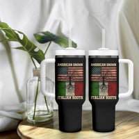 American Grown Italian Roots Tumbler With Handle USA Italy Flag Family Tree Italian - Wonder Print Shop