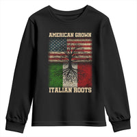 American Grown Italian Roots Youth Sweatshirt USA Italy Flag Family Tree Italian - Wonder Print Shop