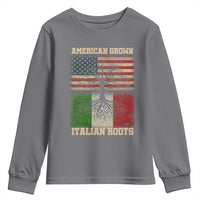 American Grown Italian Roots Youth Sweatshirt USA Italy Flag Family Tree Italian - Wonder Print Shop