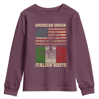 American Grown Italian Roots Youth Sweatshirt USA Italy Flag Family Tree Italian - Wonder Print Shop