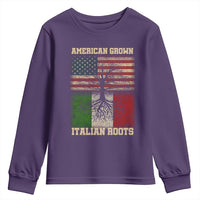 American Grown Italian Roots Youth Sweatshirt USA Italy Flag Family Tree Italian - Wonder Print Shop