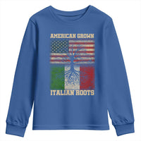 American Grown Italian Roots Youth Sweatshirt USA Italy Flag Family Tree Italian - Wonder Print Shop