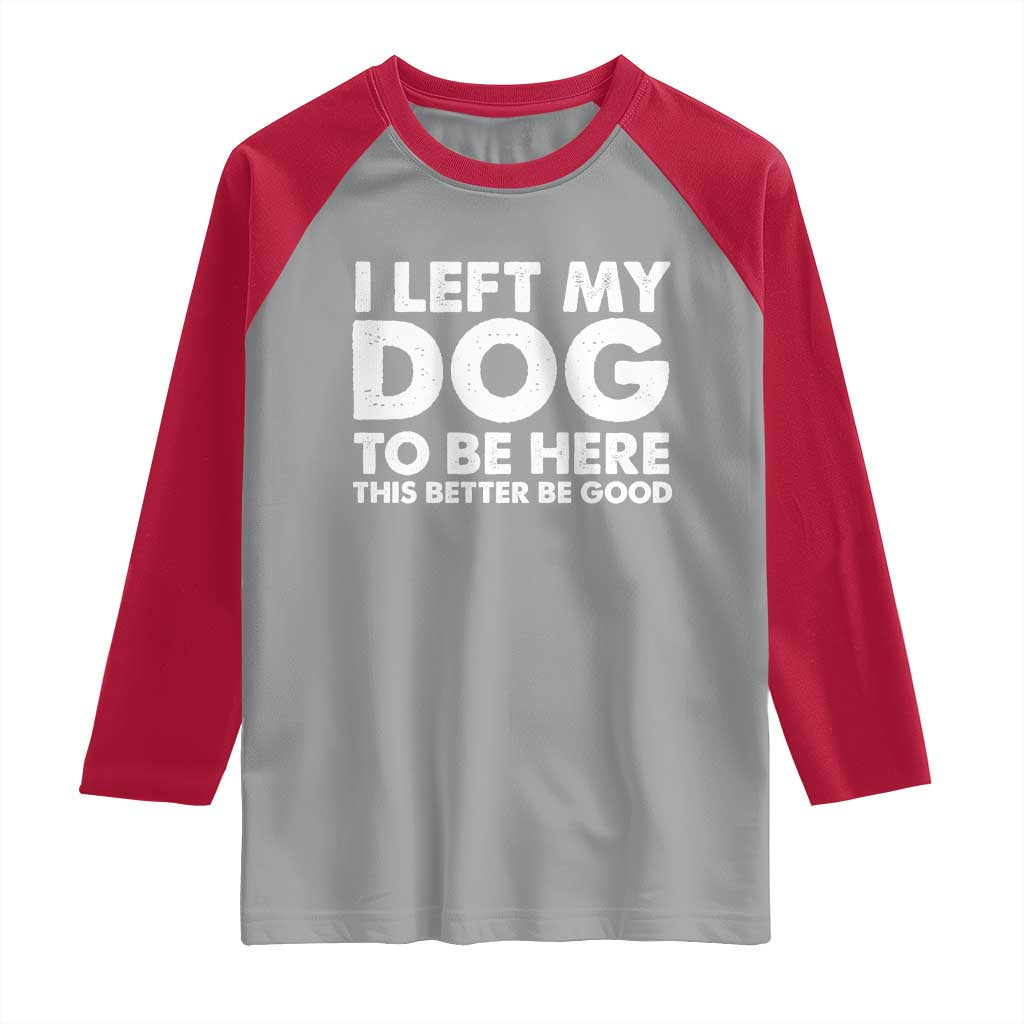 Funny Dog Lover Raglan Shirt I Left My Dog To Be Here This Better Be Good - Wonder Print Shop