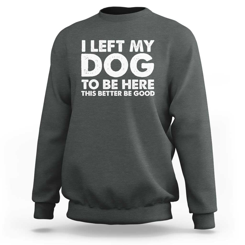 Funny Dog Lover Sweatshirt I Left My Dog To Be Here This Better Be Good - Wonder Print Shop