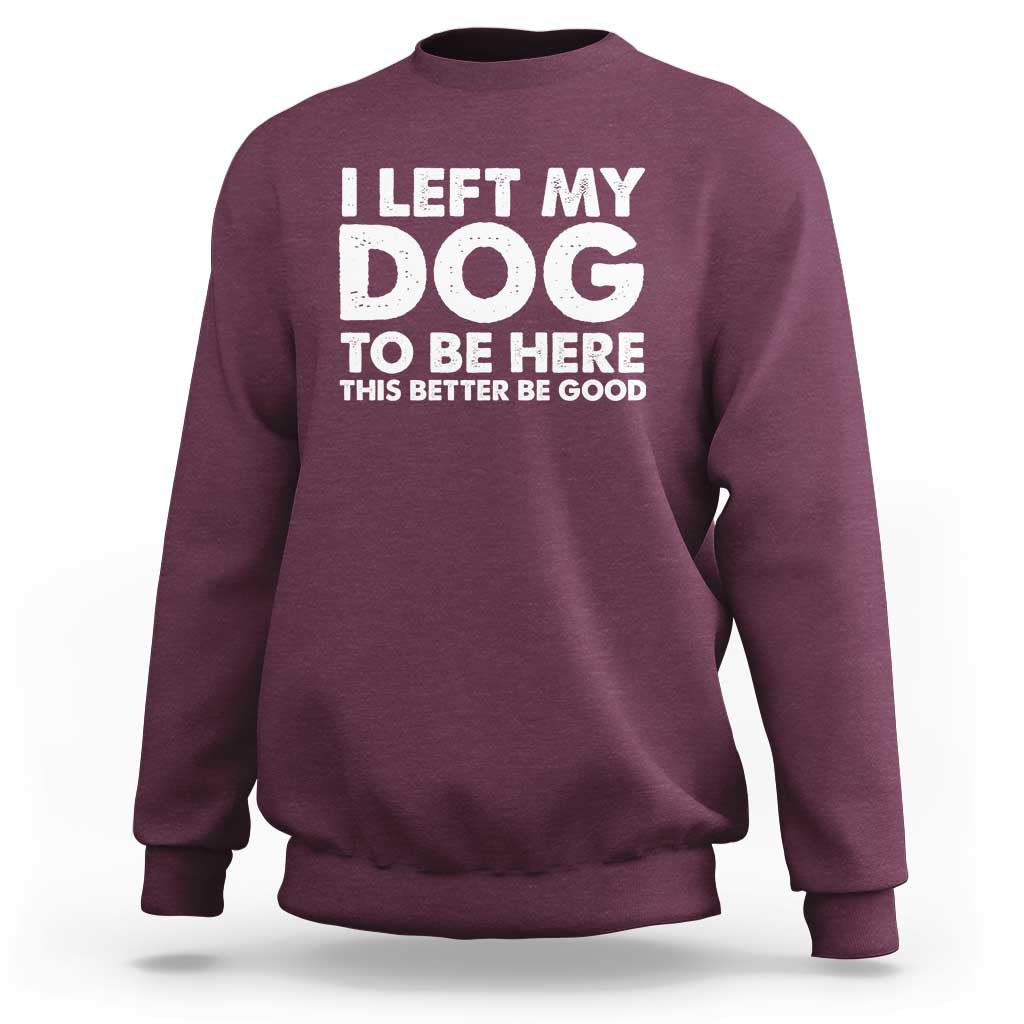 Funny Dog Lover Sweatshirt I Left My Dog To Be Here This Better Be Good - Wonder Print Shop