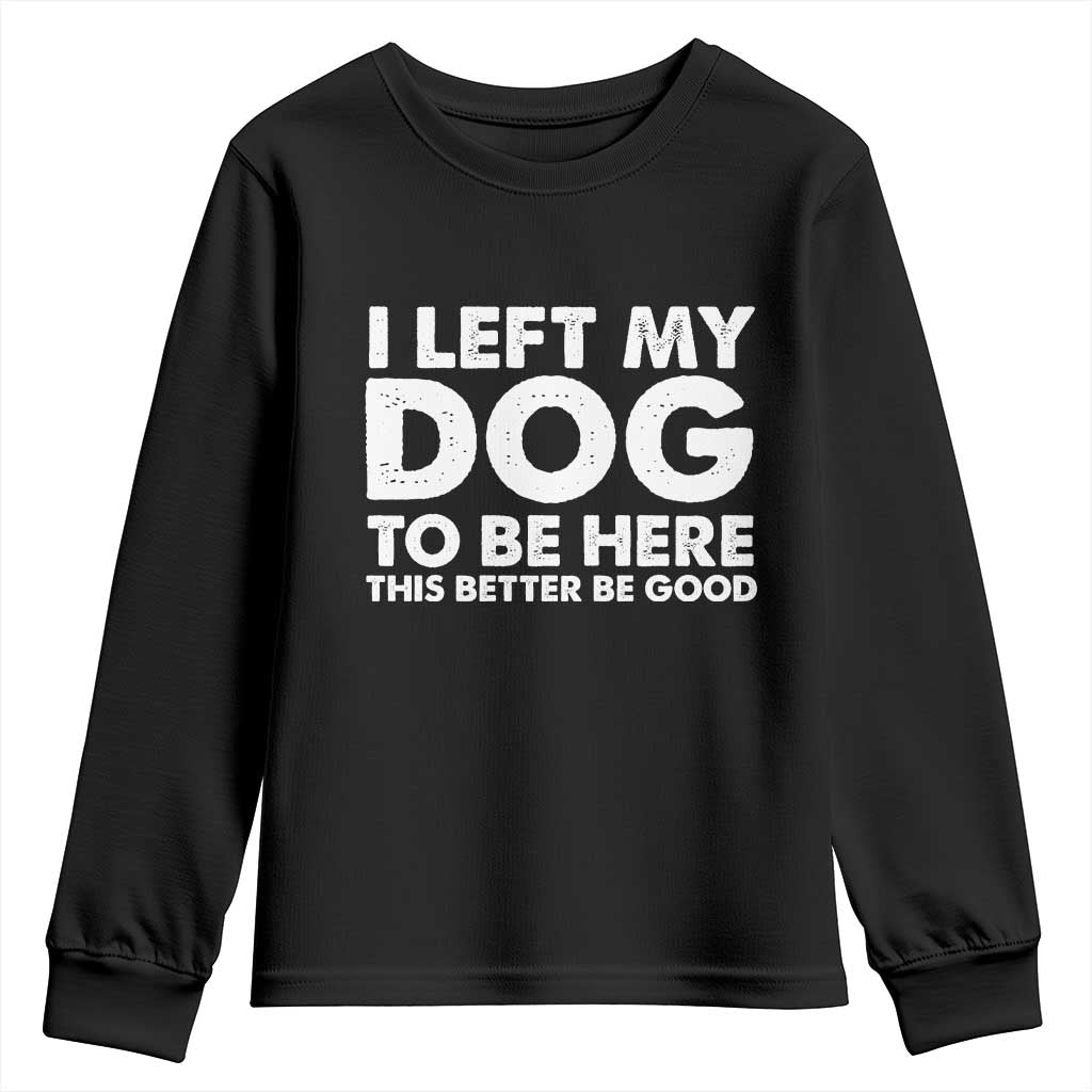 Funny Dog Lover Youth Sweatshirt I Left My Dog To Be Here This Better Be Good - Wonder Print Shop