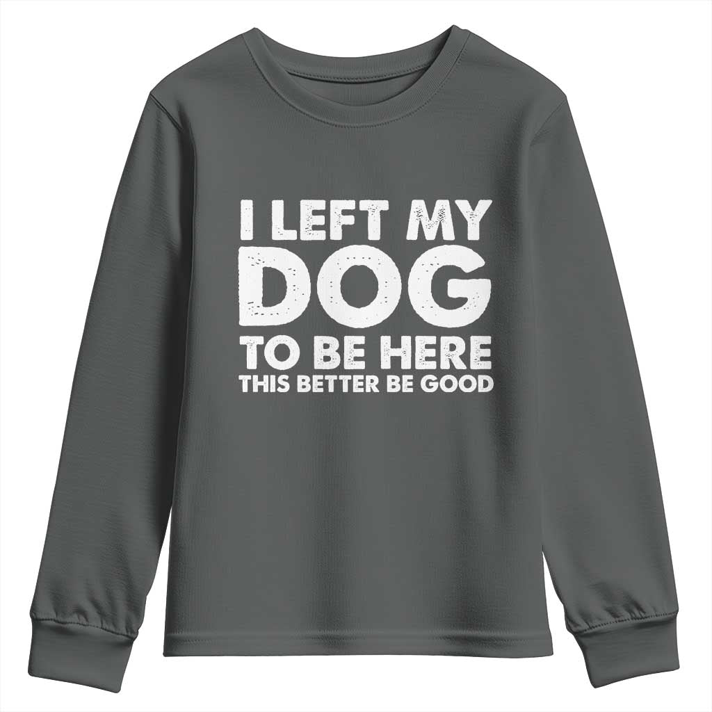 Funny Dog Lover Youth Sweatshirt I Left My Dog To Be Here This Better Be Good - Wonder Print Shop