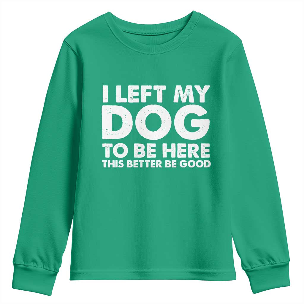 Funny Dog Lover Youth Sweatshirt I Left My Dog To Be Here This Better Be Good - Wonder Print Shop