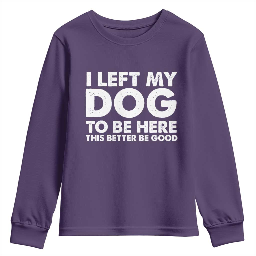 Funny Dog Lover Youth Sweatshirt I Left My Dog To Be Here This Better Be Good - Wonder Print Shop