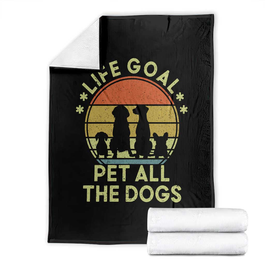 Life Goal Pet All The Dogs Throw Blanket Retro Funny Dog Lover Gift - Wonder Print Shop