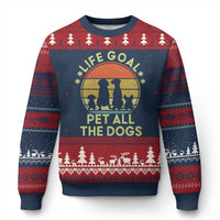 Life Goal Pet All The Dogs Ugly Christmas Sweater Retro Funny Dog Lover Gift - Wonder Print Shop