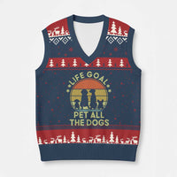 Life Goal Pet All The Dogs V-Neck Knit Sweater Vest Retro Funny Dog Lover Gift - Wonder Print Shop