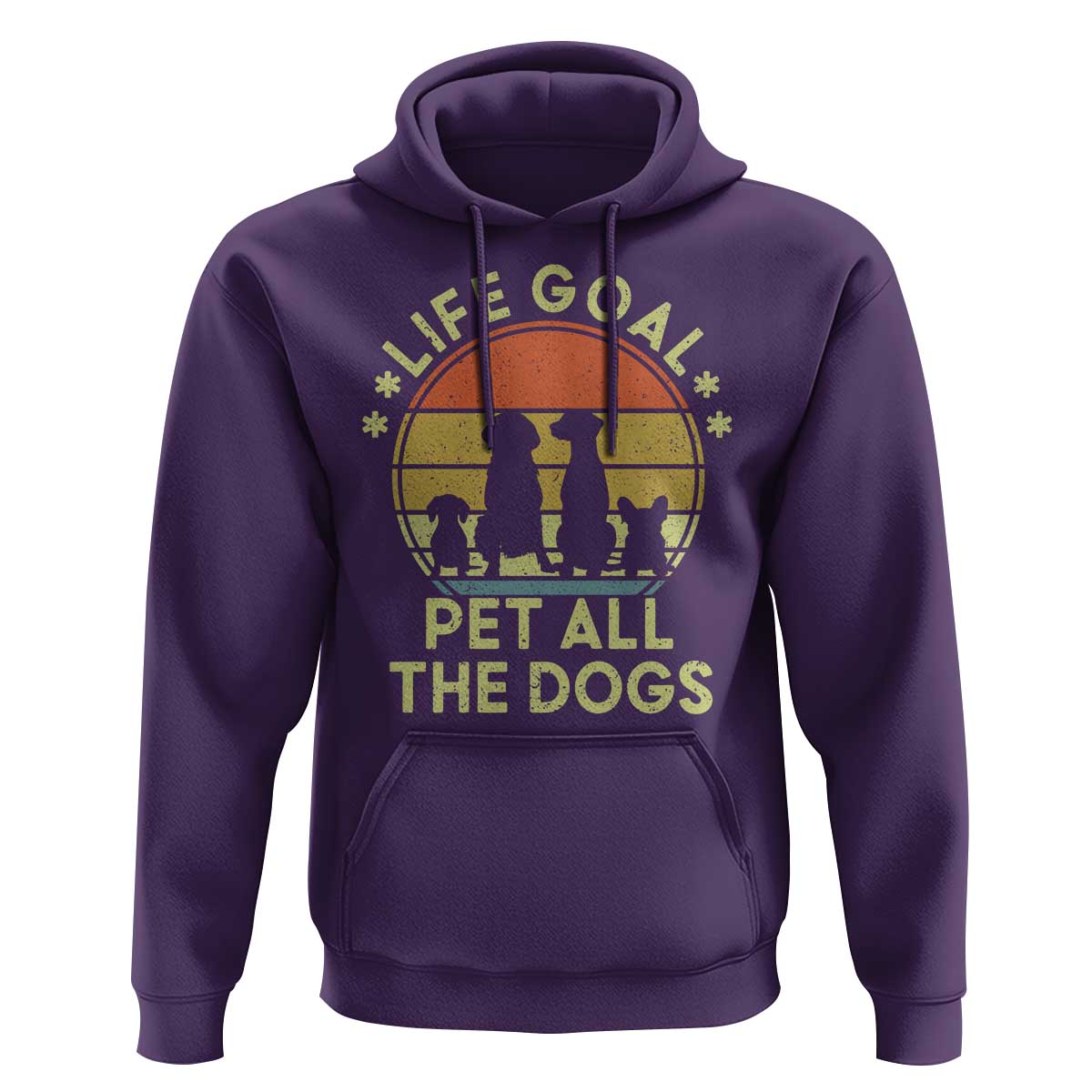 Life Goal Pet All The Dogs Hoodie Retro Funny Dog Lover Gift - Wonder Print Shop