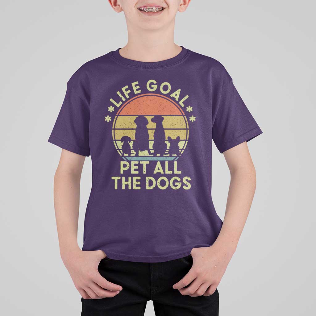 Life Goal Pet All The Dogs T Shirt For Kid Retro Funny Dog Lover Gift - Wonder Print Shop