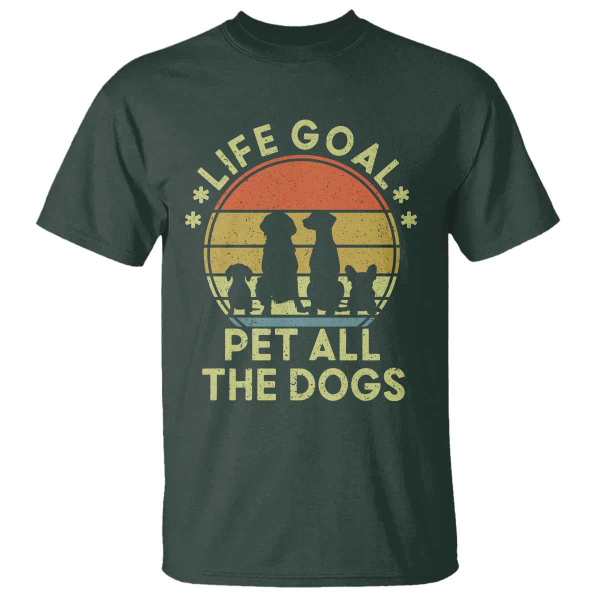 Life Goal Pet All The Dogs T Shirt Retro Funny Dog Lover Gift - Wonder Print Shop