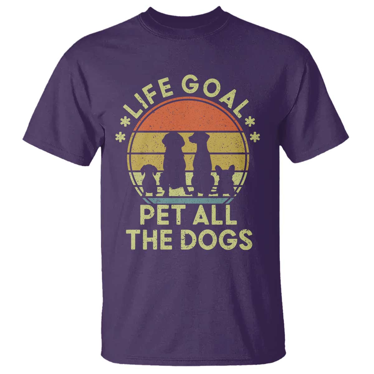 Life Goal Pet All The Dogs T Shirt Retro Funny Dog Lover Gift - Wonder Print Shop