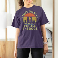 Life Goal Pet All The Dogs T Shirt For Women Retro Funny Dog Lover Gift - Wonder Print Shop
