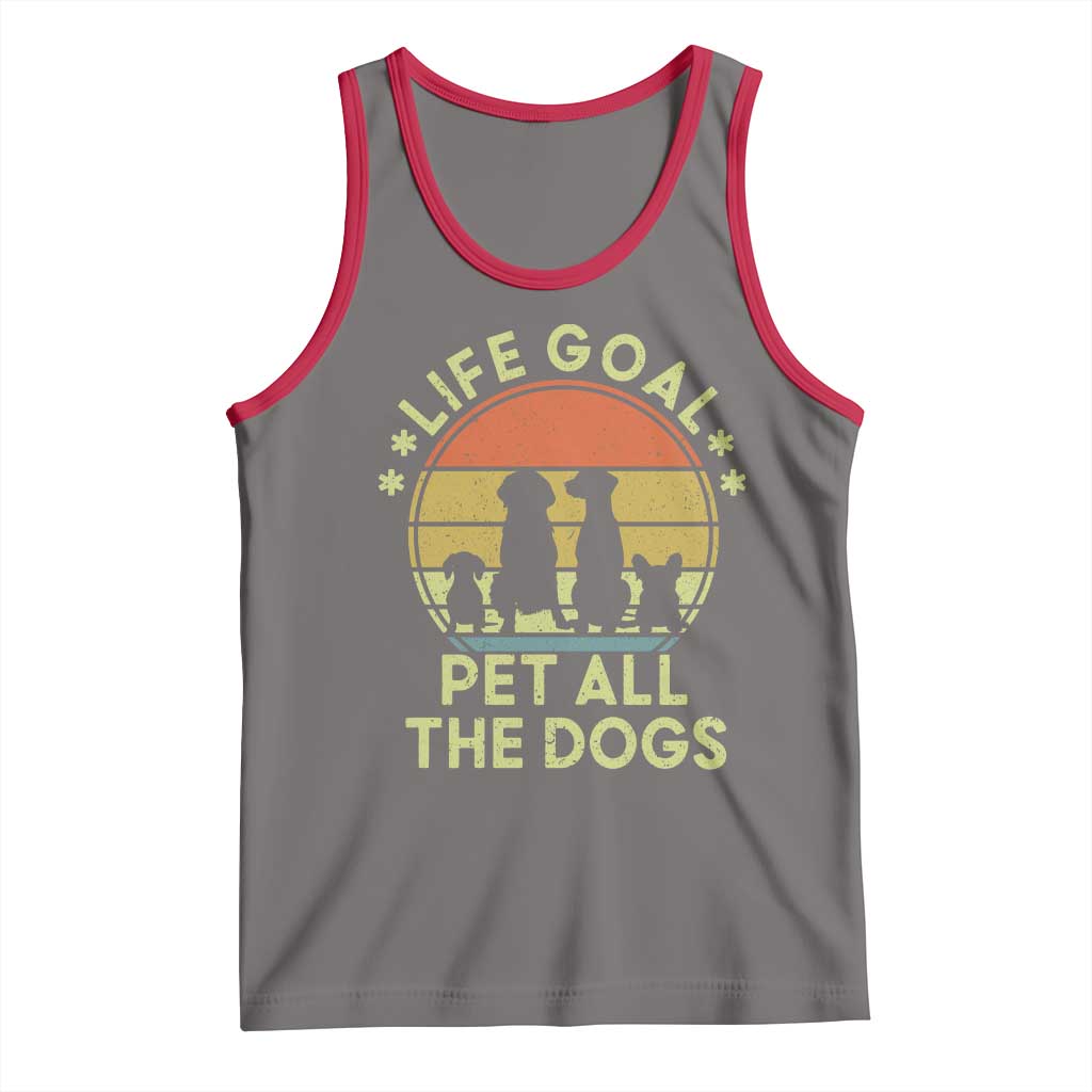 Life Goal Pet All The Dogs Tank Top Retro Funny Dog Lover Gift - Wonder Print Shop