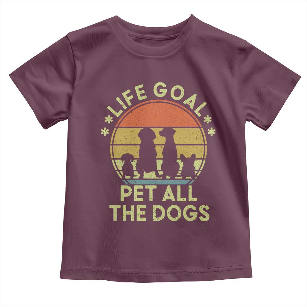 Life Goal Pet All The Dogs Toddler T Shirt Retro Funny Dog Lover Gift - Wonder Print Shop