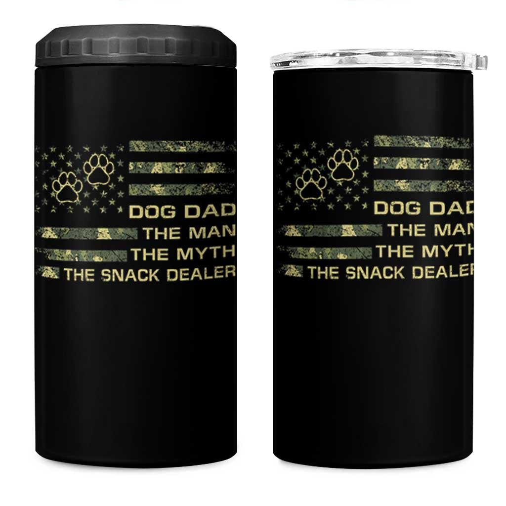 Dog Dad 4 in 1 Can Cooler Tumbler Fathers Day Gift for Dog Lovers Camo American Flag USA - Wonder Print Shop