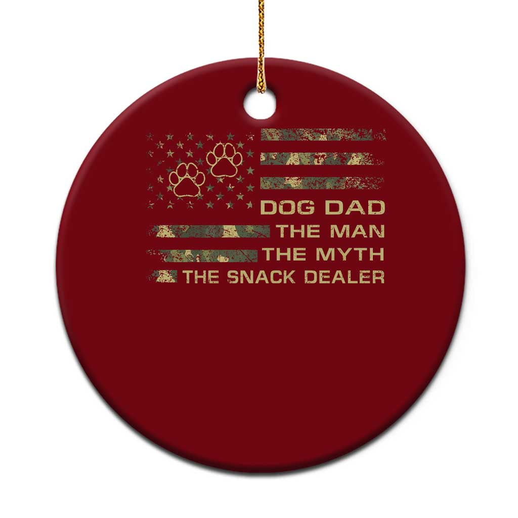 Dog Dad Ceramic Ornament Fathers Day Gift for Dog Lovers Camo American Flag USA - Wonder Print Shop